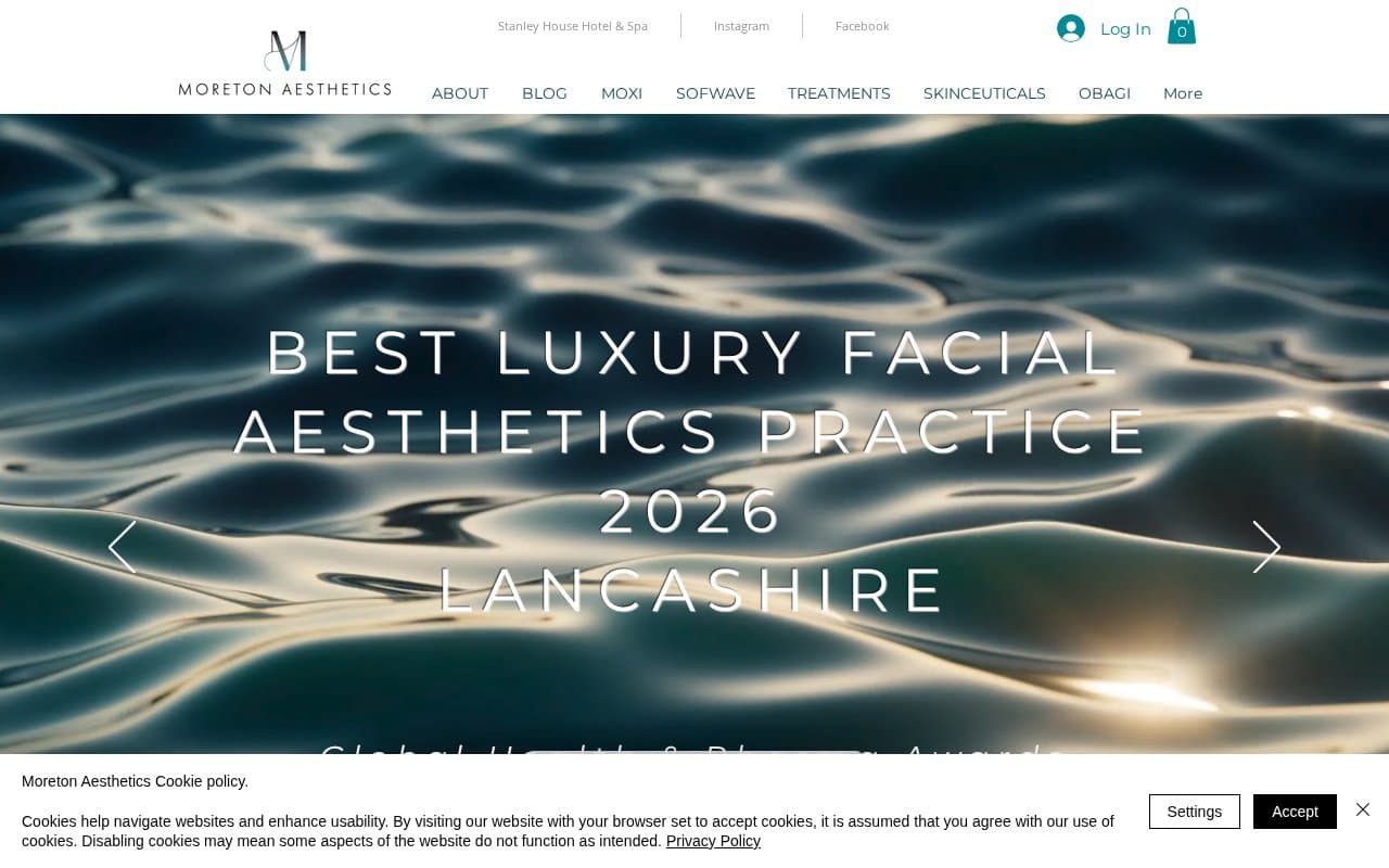 Moreton Aesthetics website screenshot